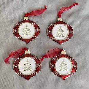 Vintage Looking Ornament Picture Frames Red Enamel Set of 4